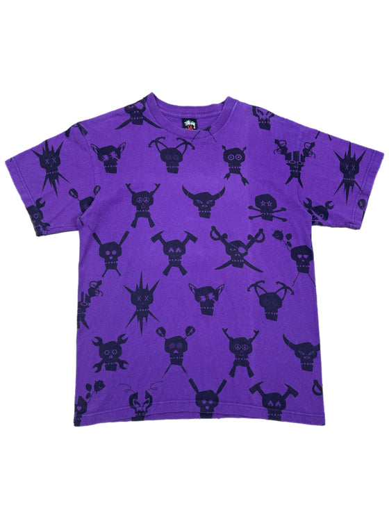 00's stussy skull aop tee