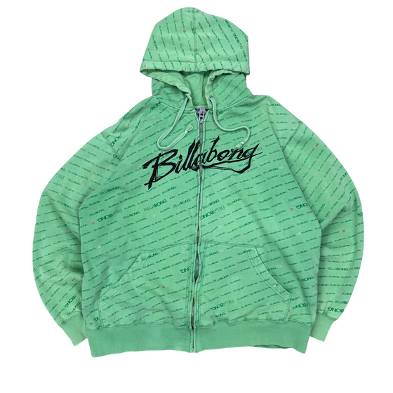 00’s Green Billabong Zip-Up Hoodie