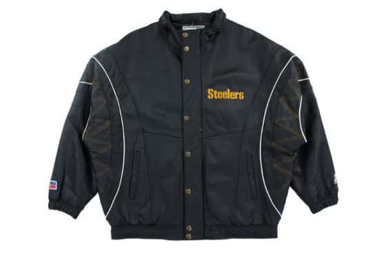 90s pittsburgh starter leather jacket