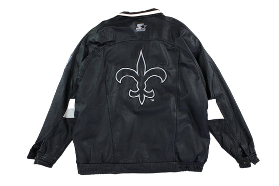 90s new orleans saints starter leather jacket