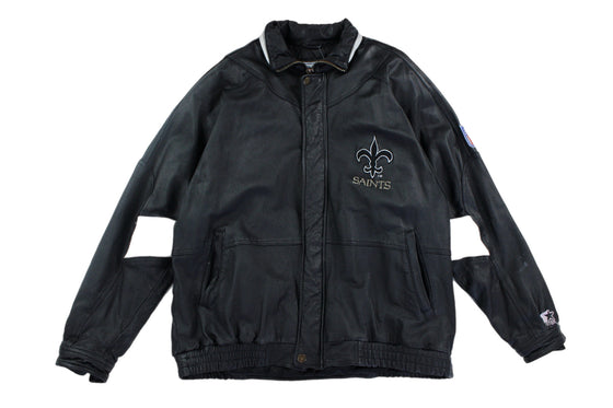 90s new orleans saints starter leather jacket