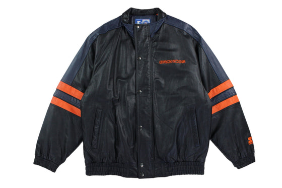 90s denver broncos starter leather jacket