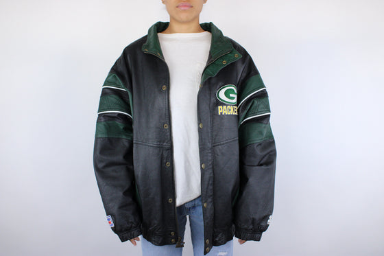 90s Green Bay Packers Starter Leather Jacket