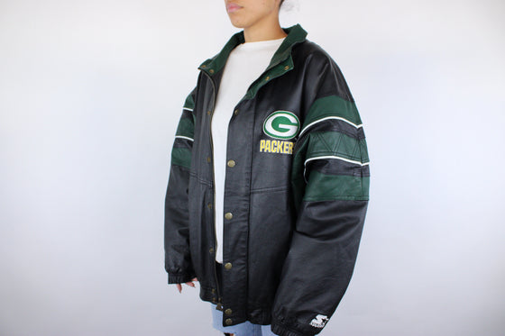 90s Green Bay Packers Starter Leather Jacket