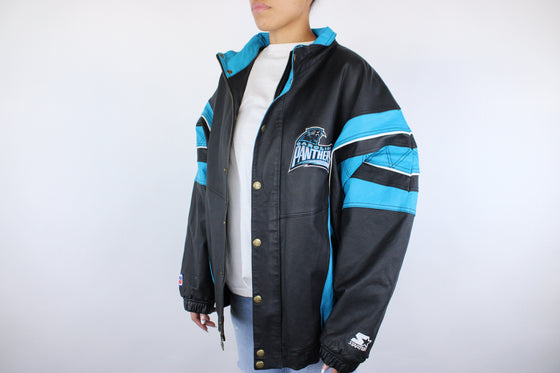 90s Carolina Panthers Starter Leather Jacket