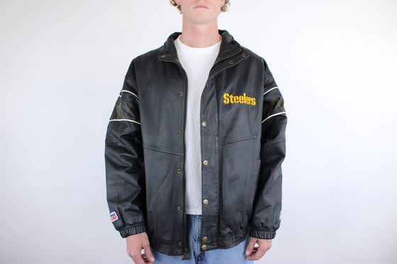 90s pittsburgh starter leather jacket