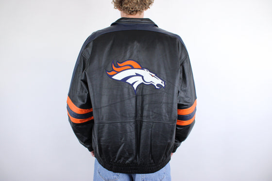 90s denver broncos starter leather jacket