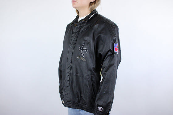 90s new orleans saints starter leather jacket