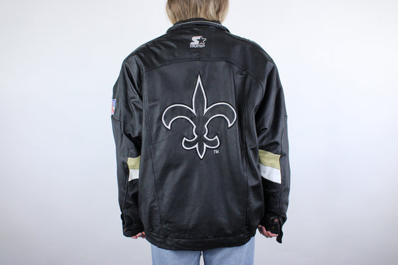 90s new orleans saints starter leather jacket