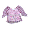 90s Pink Floral Mesh Blouse