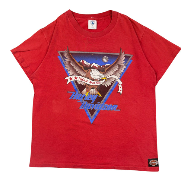 90s ヴィンテージ  レフェリー? ボーリング? シャツ 万国旗 1990 Harley Davidson Proud and Free Tee – Thrifthood