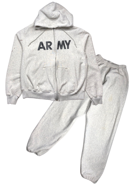 vtg 90's army zip up hoodie & sweatpants set